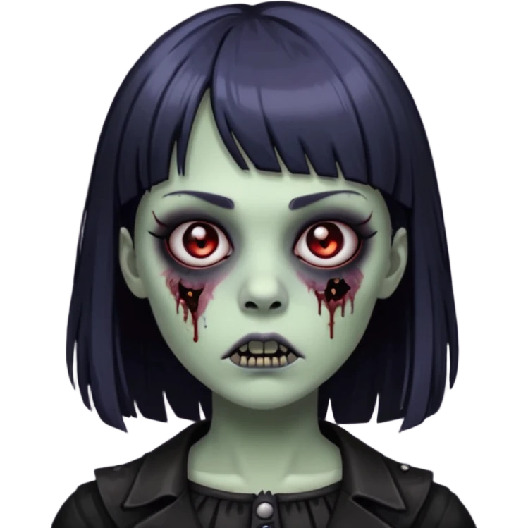 Uma zumbi com franja é uma pegada mais gothc emoji
