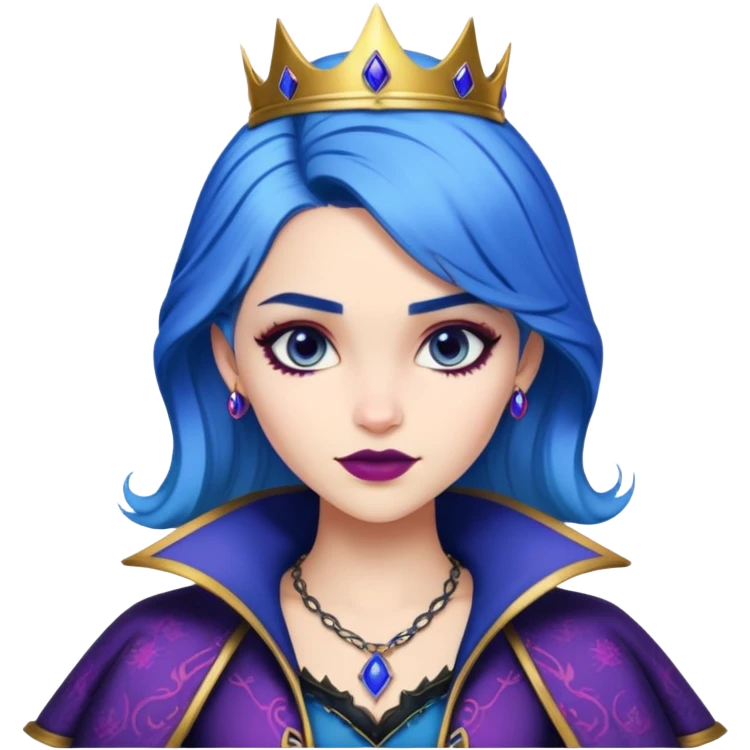 Evie from Descendants, blue hair, fashion-forward outfit, daughter of the Evil Queen emoji