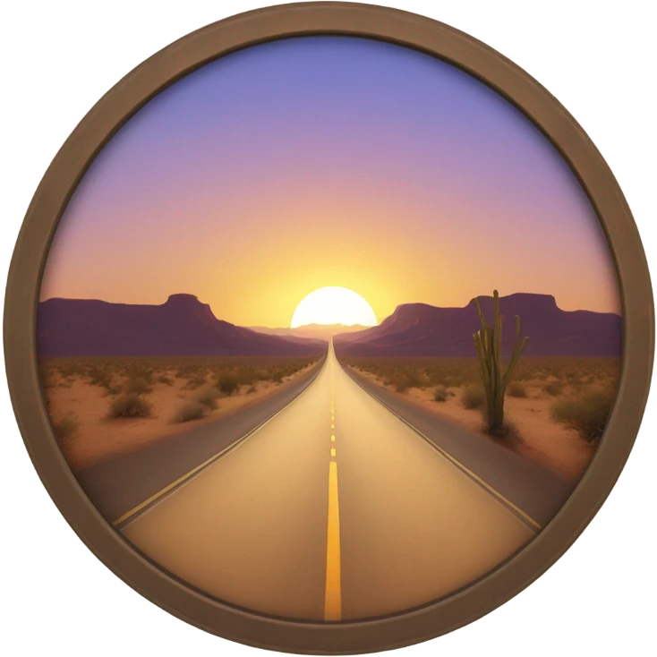 Desert road leading to a sunset in round frame  emoji