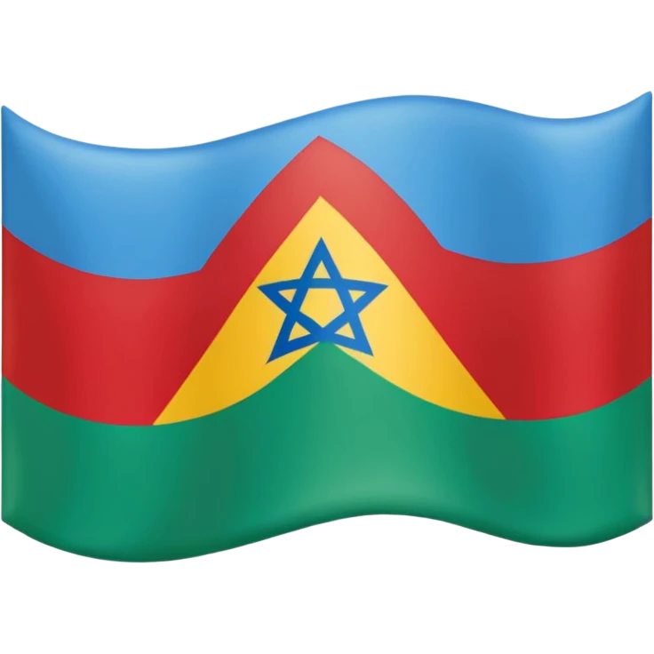 Bandera de tres líneas hariba azul medio verde con el alfabeto amazigh rojo abajo amarillo emoji