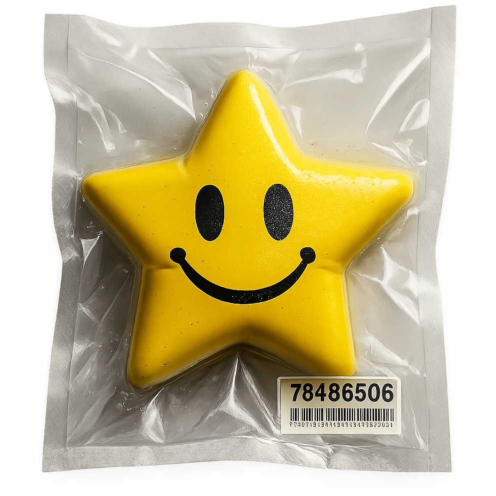smiling star in vacuum-sealed style emoji