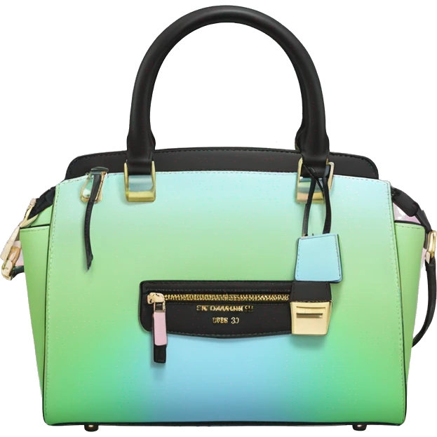 Realistic light green light blue light pink ombre and black michael kors satchel purse. emoji