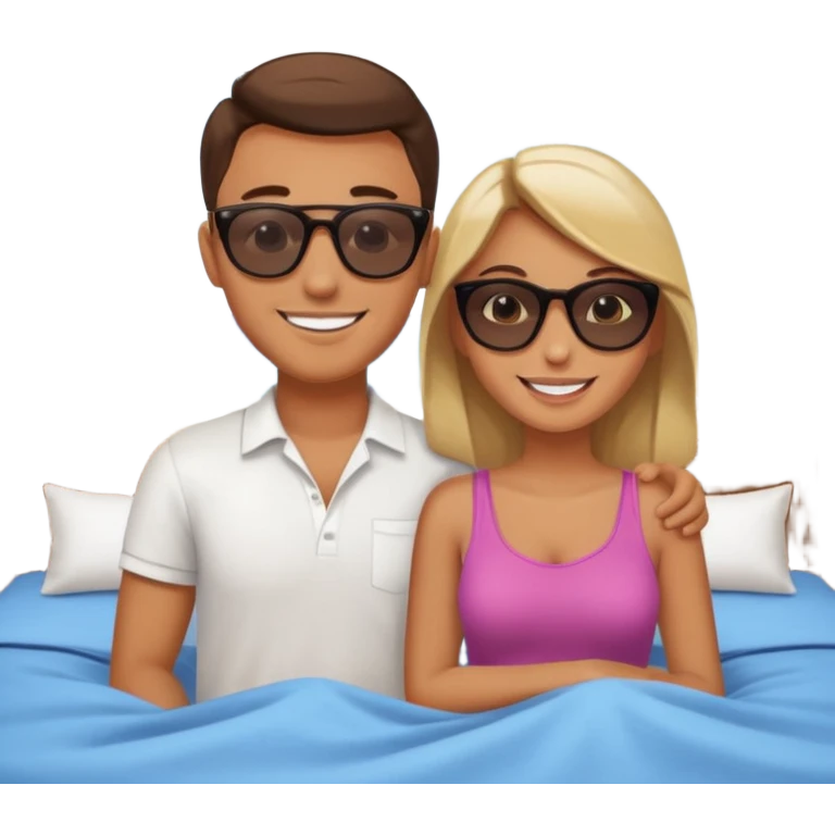 crea una pareja de jovenes disfrutando de un hotel emoji