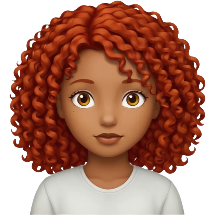 Una chica morena, rizada de pelo rojo emoji