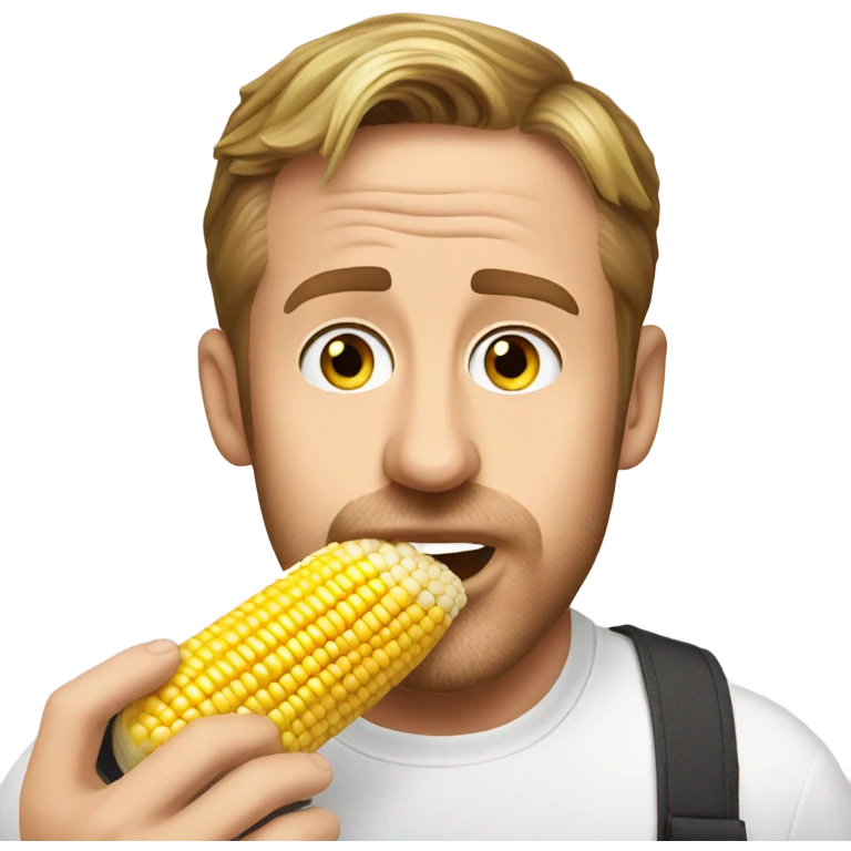 Ryan Gosling eating corn emoji