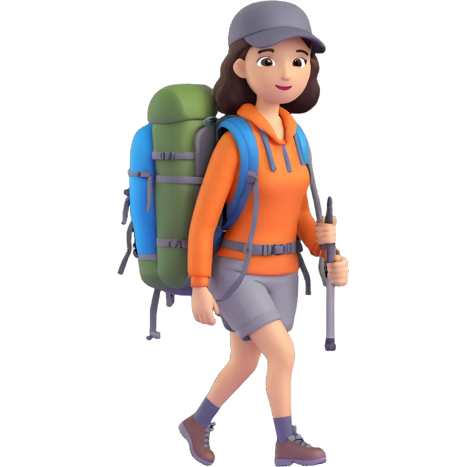 woman with hiking backpack emoji