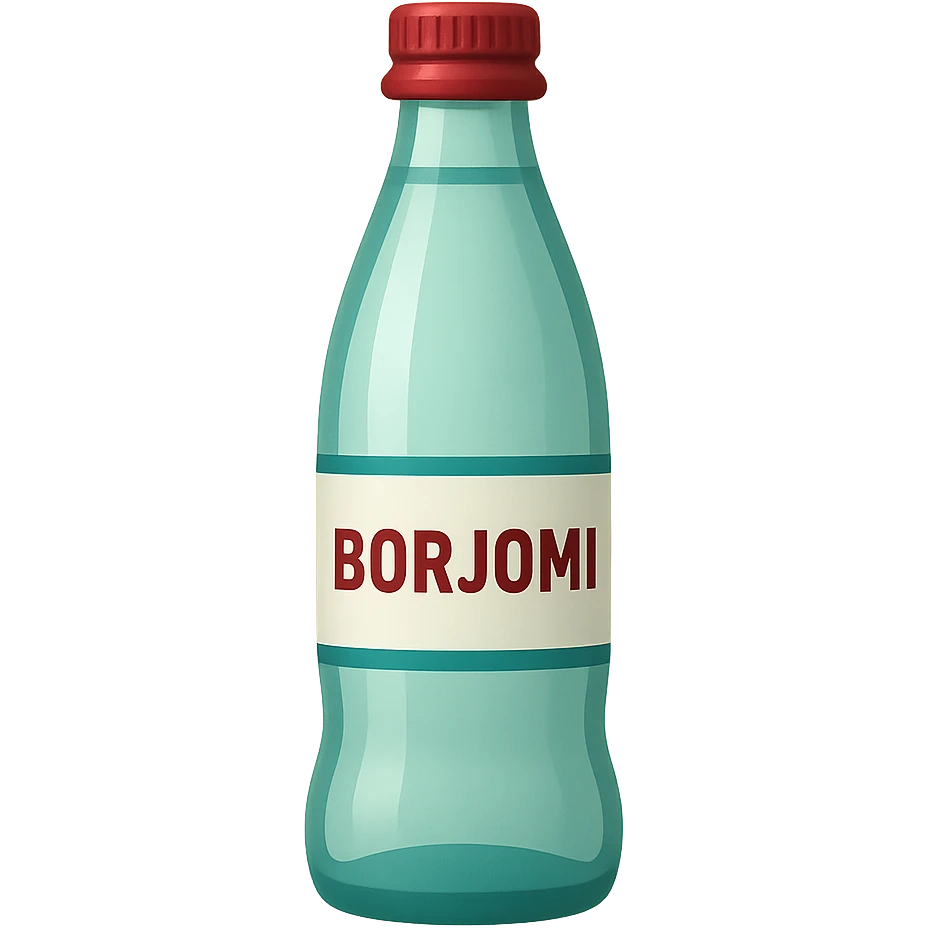 Borjomi water bottle emoji with label, variation 1 emoji
