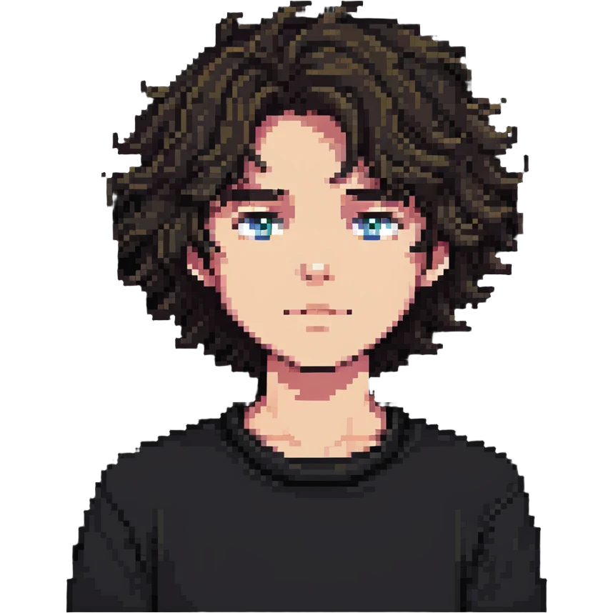 boy with slightly wavy hair designed as a letter stamp emoji