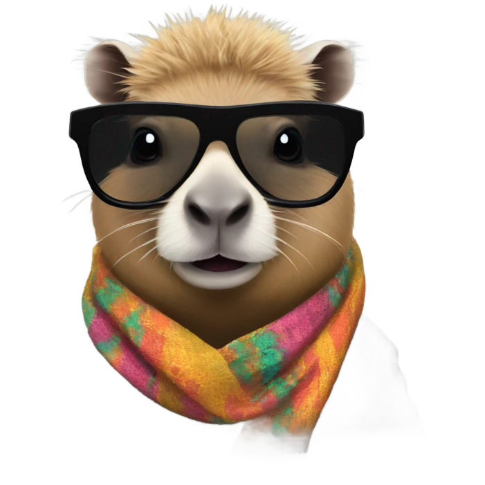Capybara in black rave glasses and pashmina  emoji