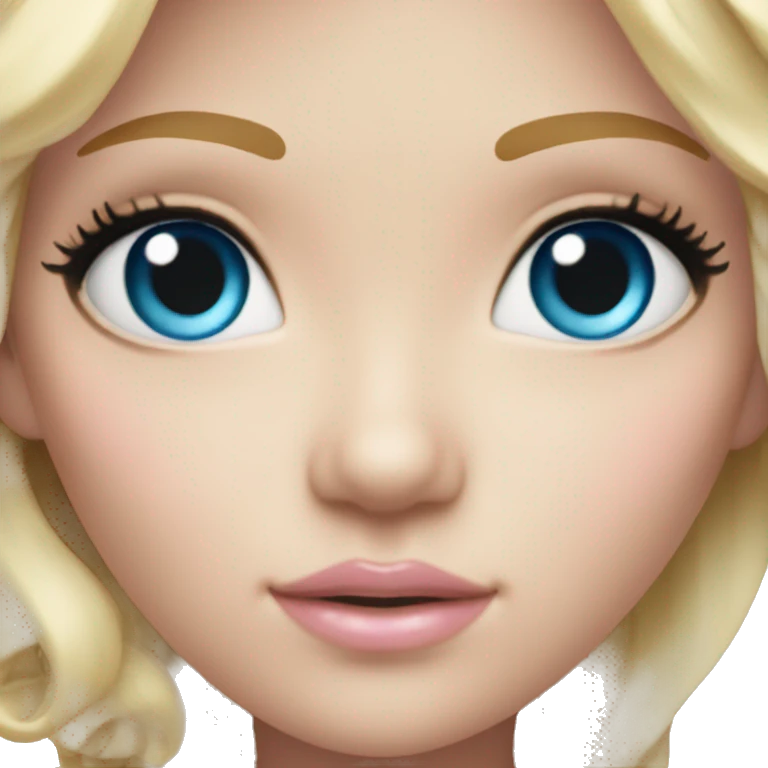 ocean blue doll eyes, blonde hair, feminine, pink, girl, angelic emoji