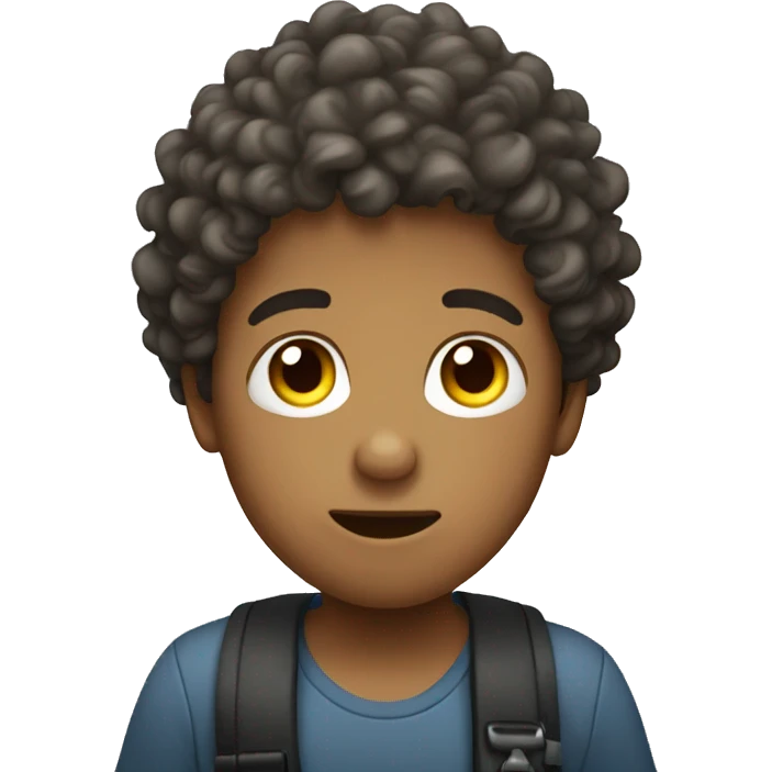 Curly head boy using phone emoji