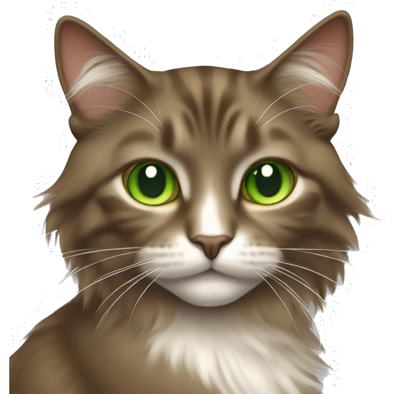 brown long-haired green-eyed cat emoji