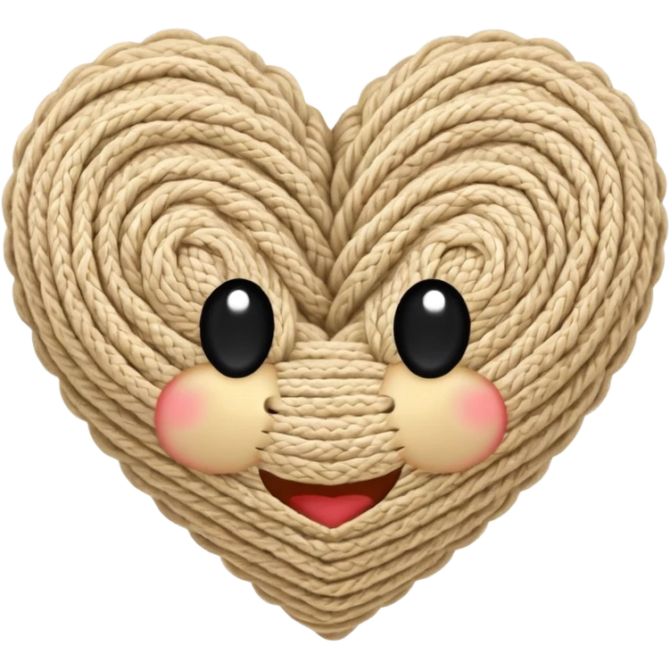 Knitted beige yarn heart emoji
