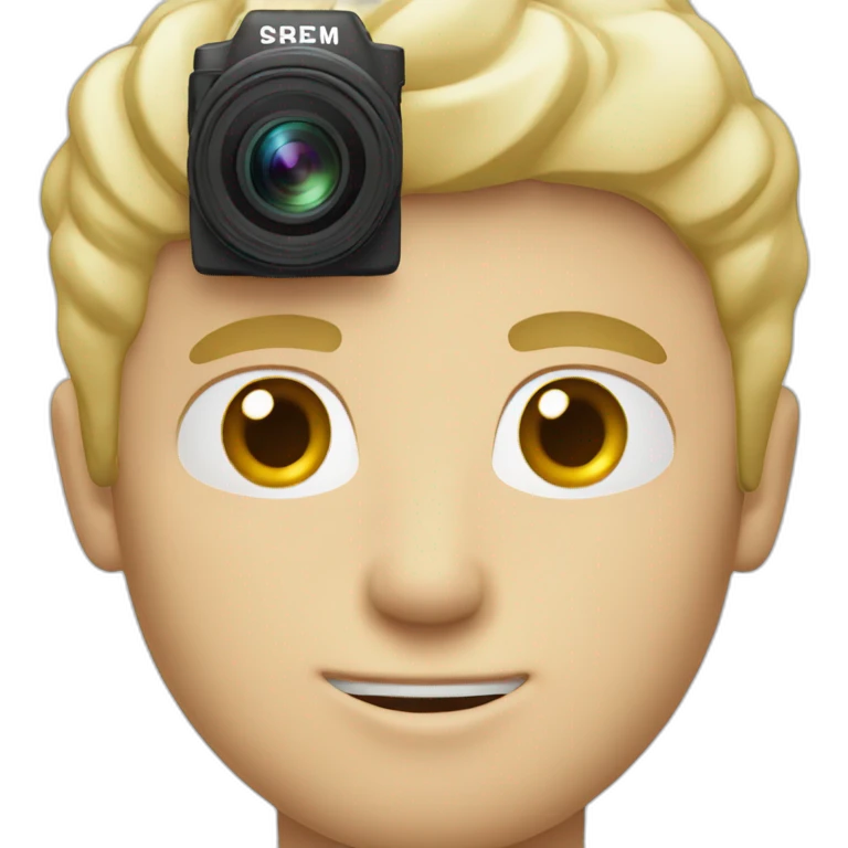 white blonde man in love with his camera emoji