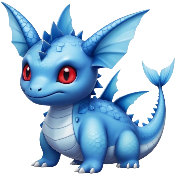 Edgy cool Lapras-Vaporeon-animal-hybrid full body, four legs, red eyes,  emoji