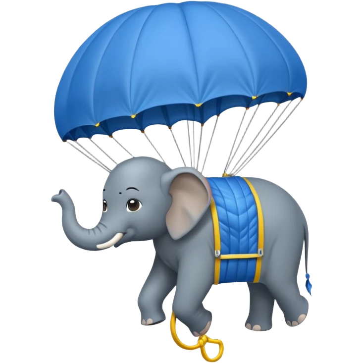 elephant riding blue parachute emoji