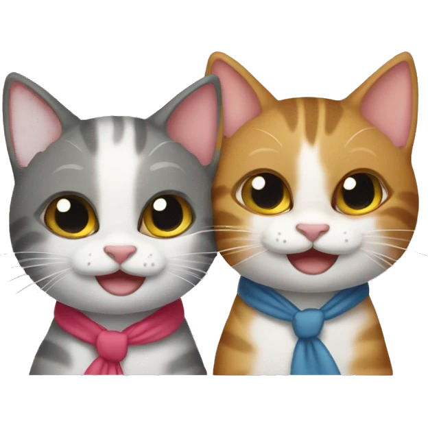 two happy cats at a new house with a bow on it emoji
