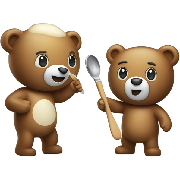 smiling with a spoon of sugar and a lighter bear by for light  emoji
