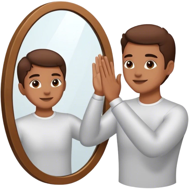 a person through a mirror. self-love high fiving emoji