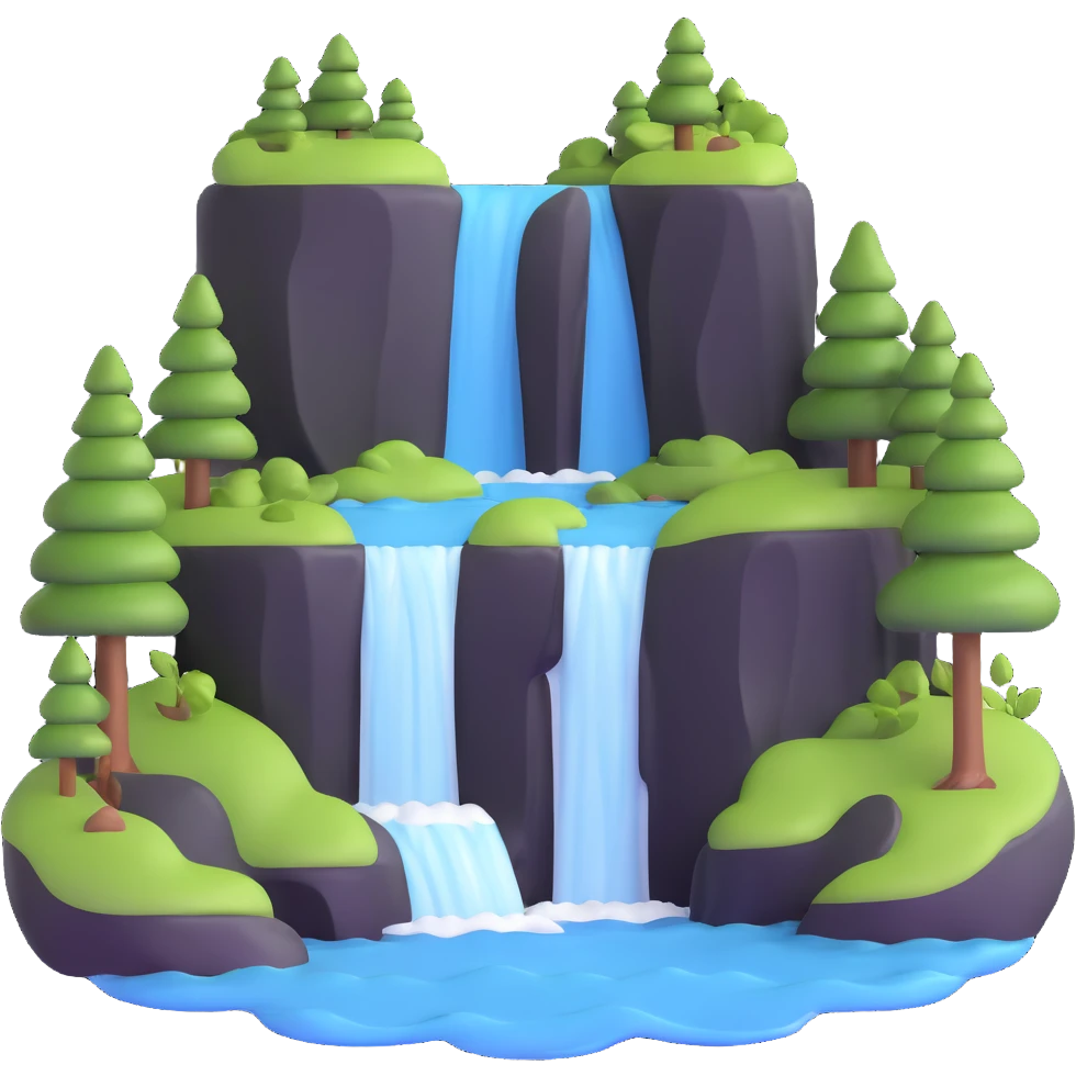 beautiful waterfall in nature emoji