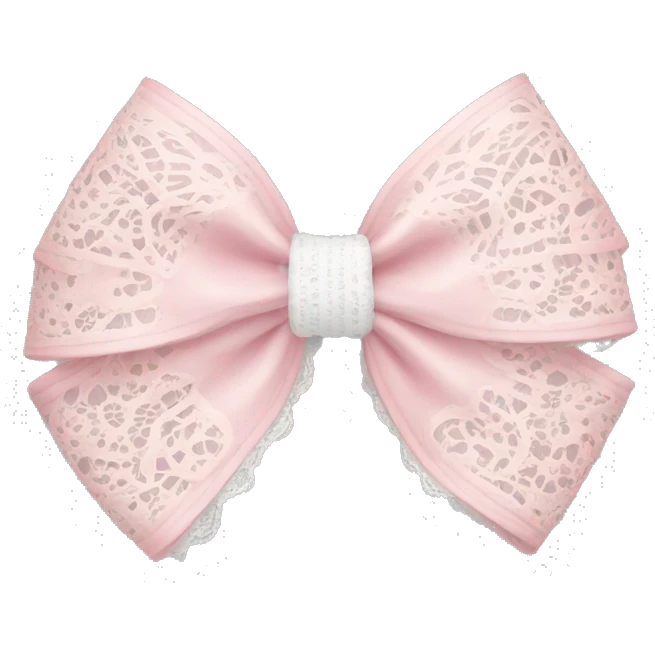 light pink bow with white lace  emoji