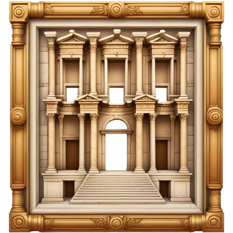 Cinematic Realistic Library of Celsus Landmark Emoji, depicted with an ornate ancient facade rendered with lifelike textures and warm, historical lighting. emoji