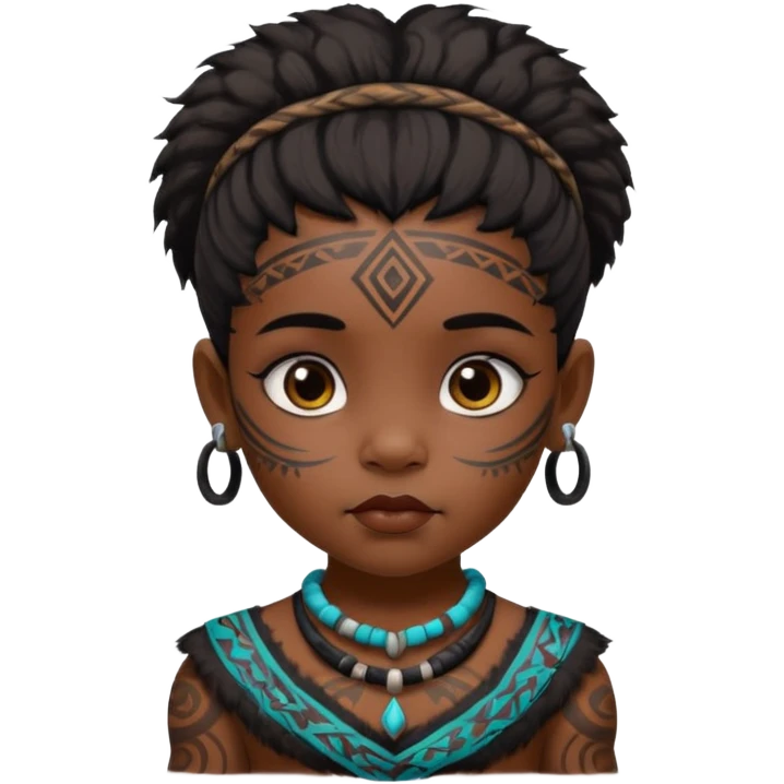 ancient hairy black baby girl, tattooed emoji