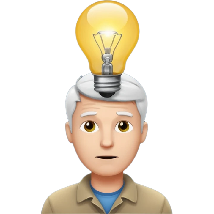 A white man came up with an idea, a light bulb appeared emoji