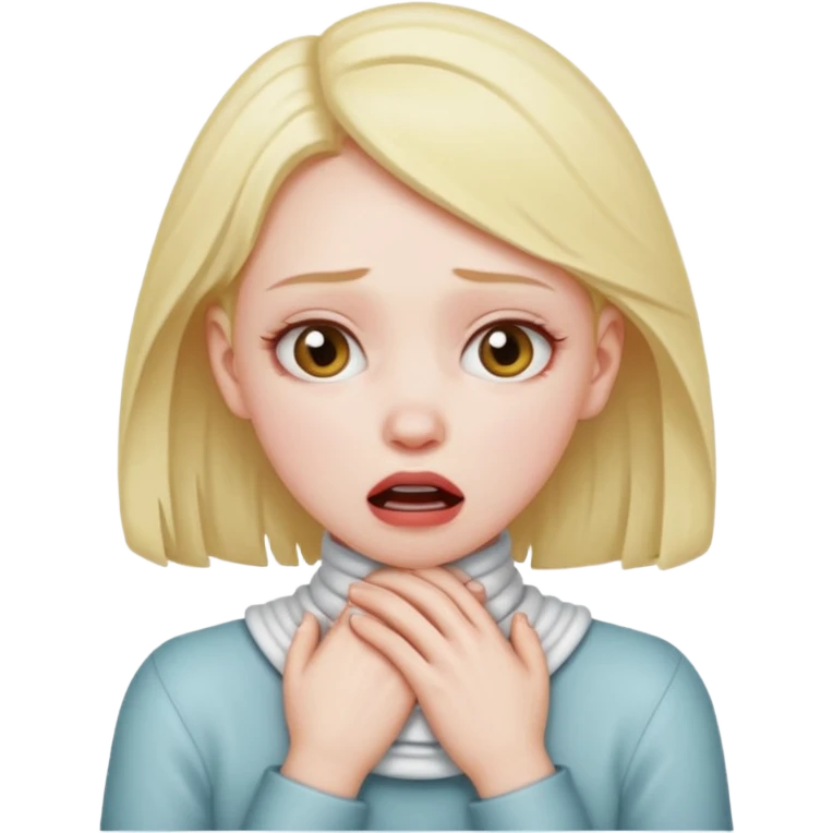 Girl choking them self dramatic  with both hands around their neck emoji