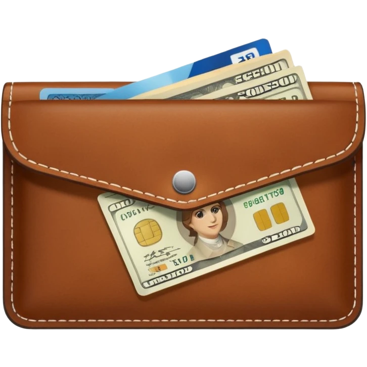 portefeuille marron avec billet et carte bancaire emoji