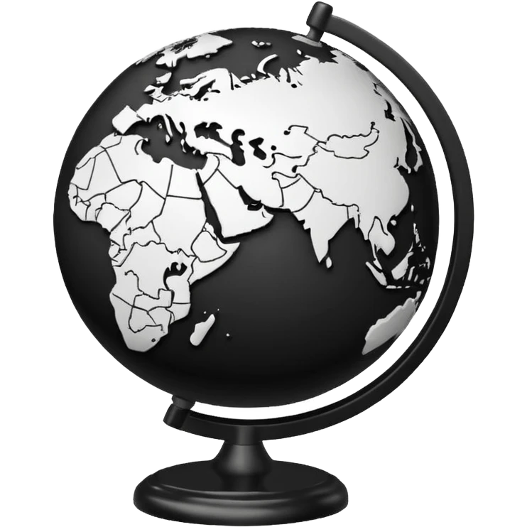 Black and white line work globe emoji