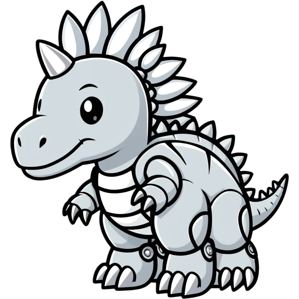 Silver robot stegosaurus emoji