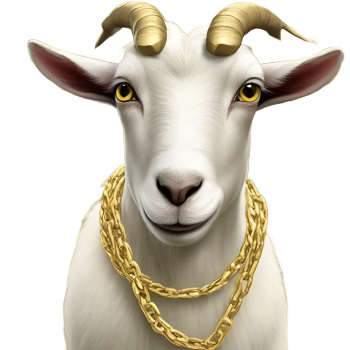 A Goat with gold chains and money and a cap  emoji
