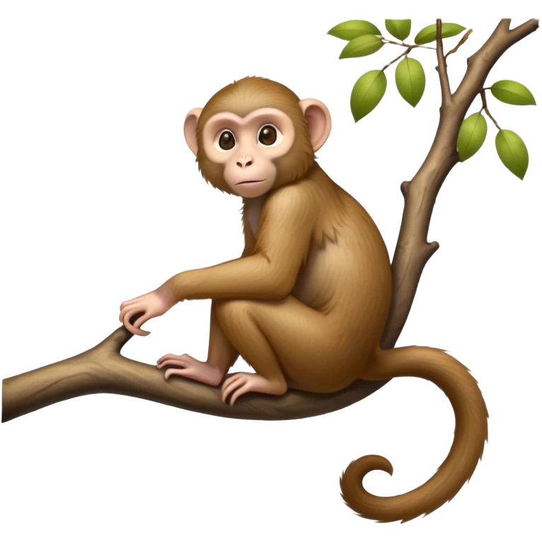 cinematic-Macaques-realistic-full-body-sitting-emoji,-slim-agile-frame-poised-on-a-branch,-long-tail-curled-slightly,-head-tilted-dramatically,-warm-brown-fur-soft-and-fluffy,-bright-playful-eyes-exuding-mischief,-simplified-yet-realistic-focused-features,-highly-detailed,-glowing-with-an-almost-sarcastic-glow emoji
