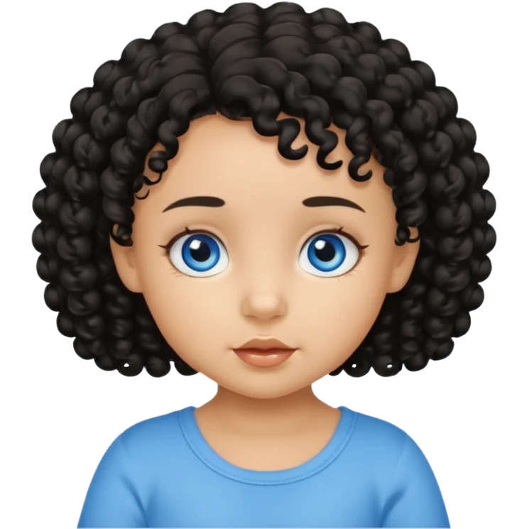 a girl tan baby with black curly hair and blue eyes emoji