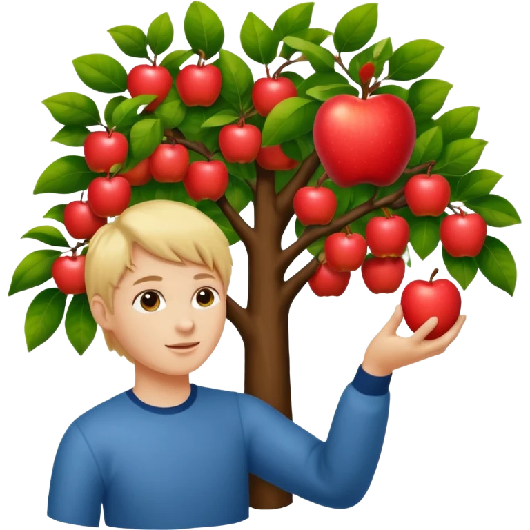 Person picking an apple off of a tree emoji