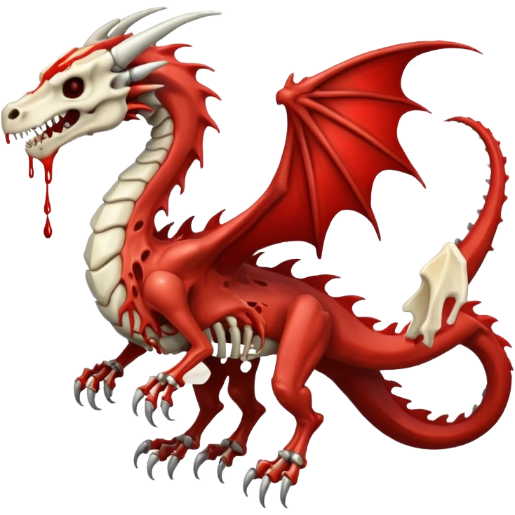  White skeletal skeleton bone dragon with some blood emoji
