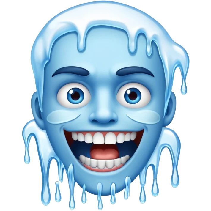 Shivering blue face with chattering teeth and icicles emoji