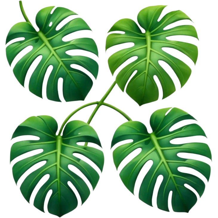 three small icons of mostera leaves emoji