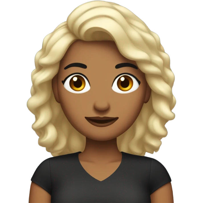 Mujer de cabello negro con puntas rubias pestañas grandes y cejas pobladas emoji