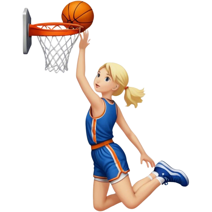 Blonde girl dunking a basketball emoji
