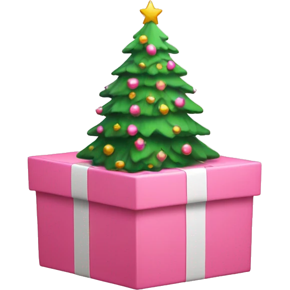 cute pink box christmas tree emoji