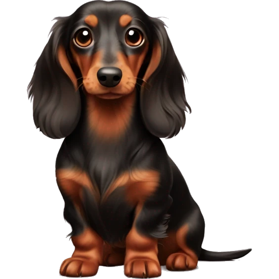 Tri dans long haired Dachshund full body emoji