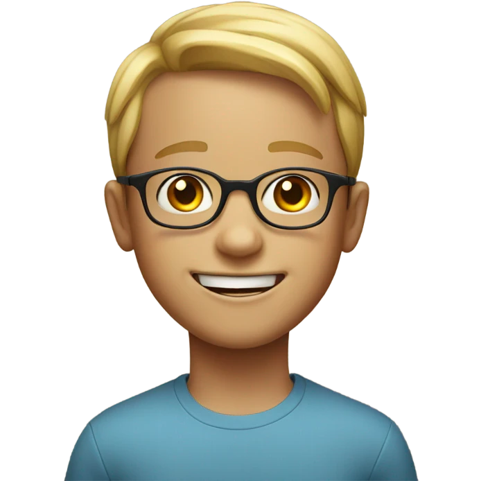 smiling boy with glasses no teeth emoji