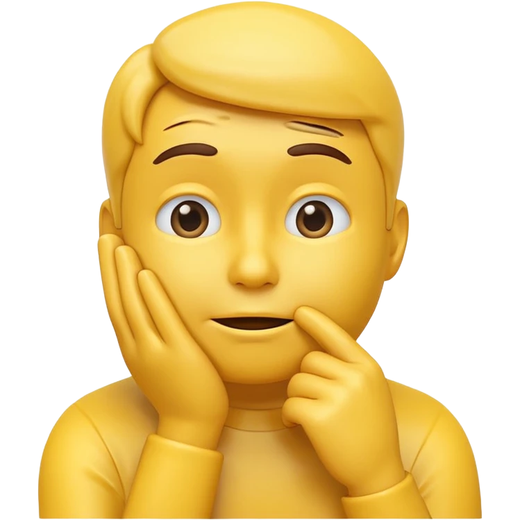 3D render of a yellow thinking face emoji with hand on chin, same expression and color as 🤔, smooth glossy surface, realistic lighting, no body, clean background emoji