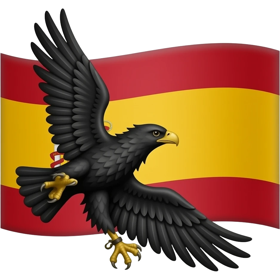 an emoji for the flag of francoist spain, with the black eagle emoji