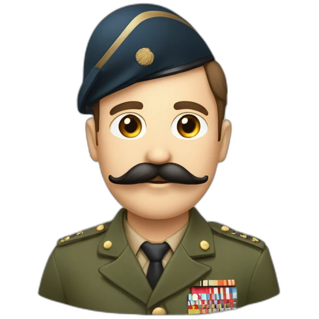 Personne avec une petite moustache carré habiller en tenus militaire emoji