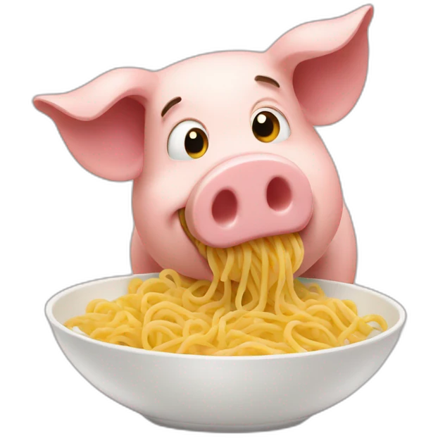 pig eating pasta emoji