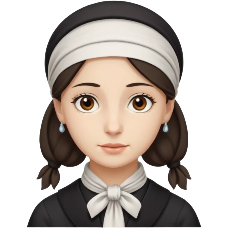 orthodox jewish woman with kerchief tied by neck circa. 1890 make into pretty young emoji