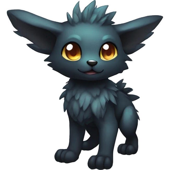 Cute cool fantasy dark-themed animal hybrid Fakemon full body emoji